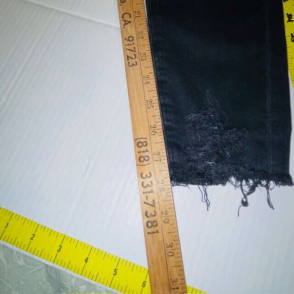 AGOLDE Sophie Mid Rise Skinny Ankle Raw Jeans Black Shout A123B-1158 Size 29 - Picture 9 of 12